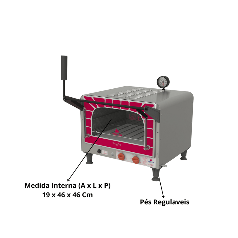 Forno-a-Gas-GLP-Refratario-Mini-Chef-Gratinador-PRP400G-Progas