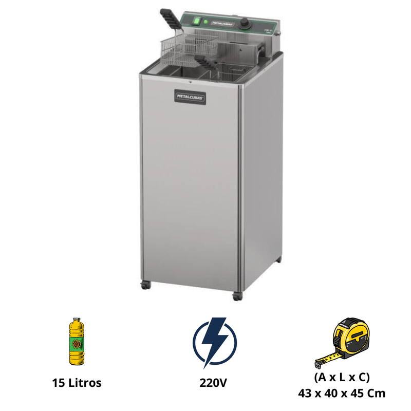 Fritadeira-Eletrica-15-Litros-220V-Potencia-8000W-FOE15-Metalcubas