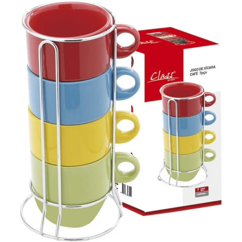 Jogo-5-Xicaras-Cha-210ml-Multi-Cores-Porcelana-Class-Home