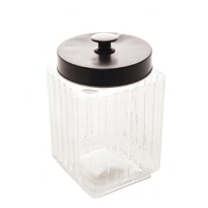 Pote De Vidro Tampa De Metal Preto Organizador 1,7L - Lyor