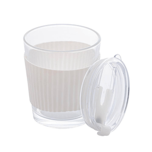 Copo De Vidro Com Cinta Em Silicone Branco 350ml - Wolff
