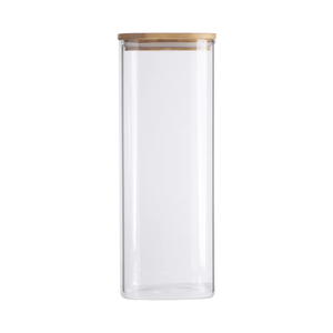 Pote Hermético de Vidro com Tampa de Bambu 1,9 Litros  Oikos