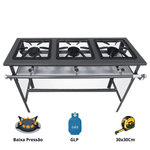Fogao-Industrial-3-Bocas-Alta-Pressao-Metal-Bray