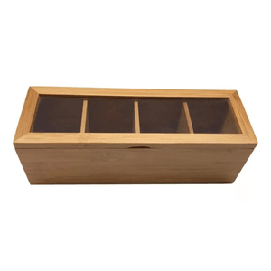 Caixa Decorativa 4 Nichos Porta Chá Bambu - Oikos