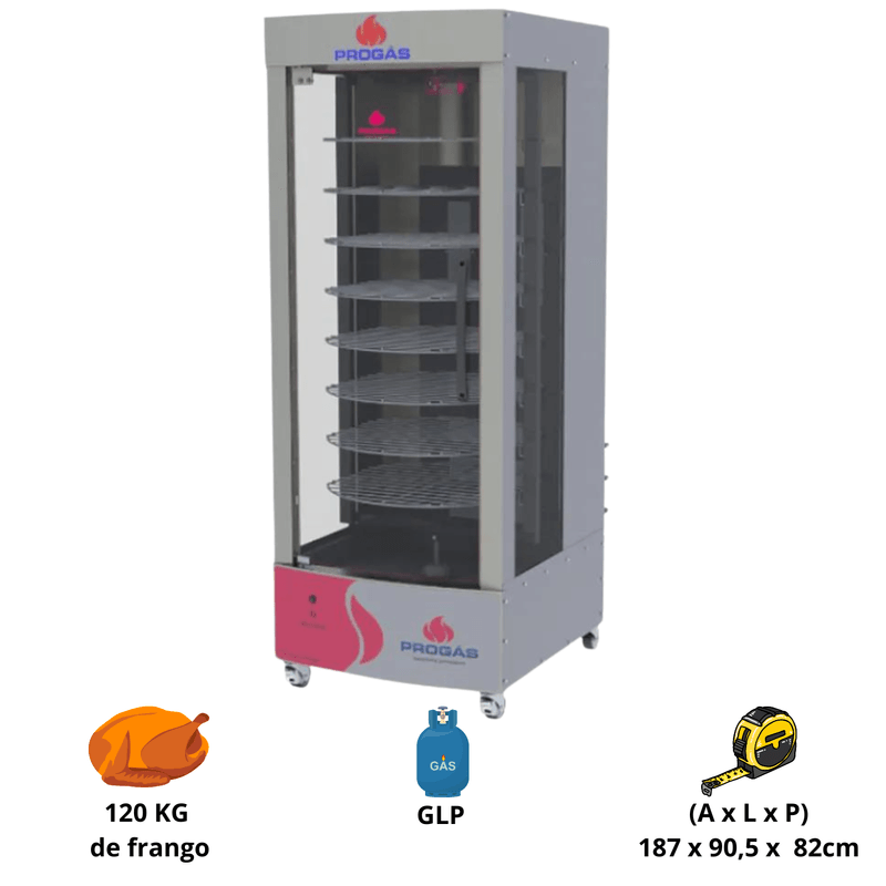 Forno-Multiuso-a-Gas-Progas-128kg-8-Grelhas-PRP-482-G5-Bivolt
