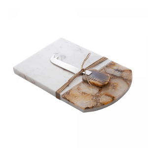Conjunto para Queijo com Tábua de Pedra Faca Inox Ágata Wolff