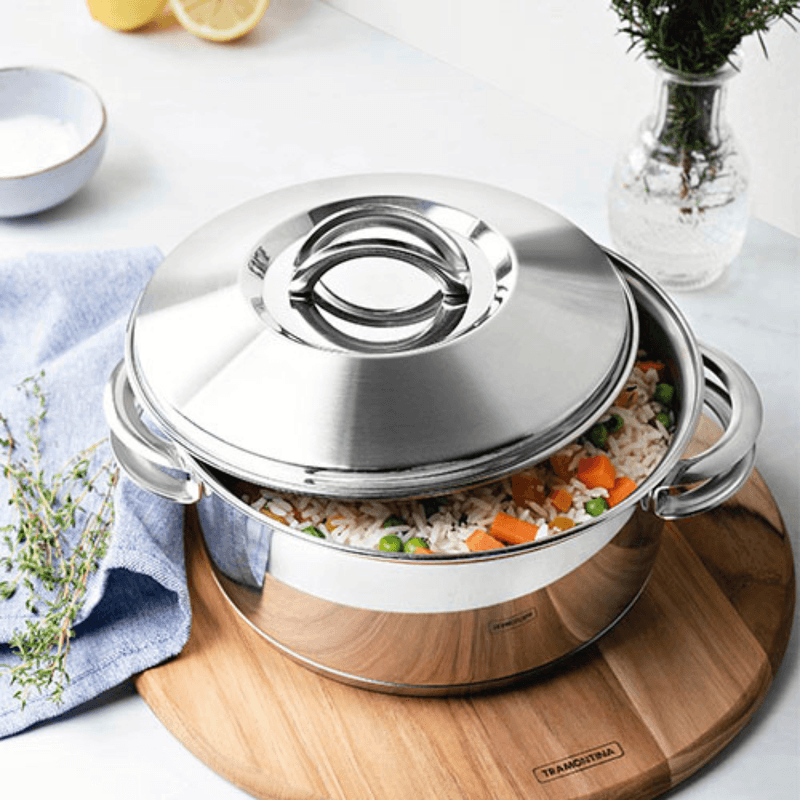 Cacarola Tramontina 2-8 Litros Inox Solar 20Cm Fundo Triplo
