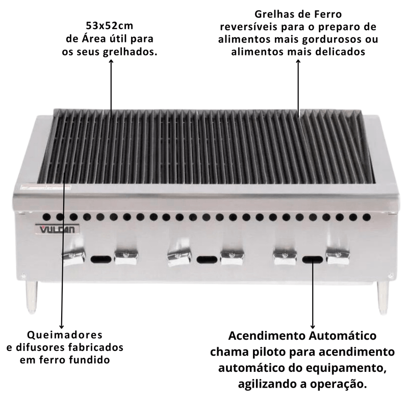 Char Broiler Gas GLP 90Cm VCRB36 Vulcan Hobart
