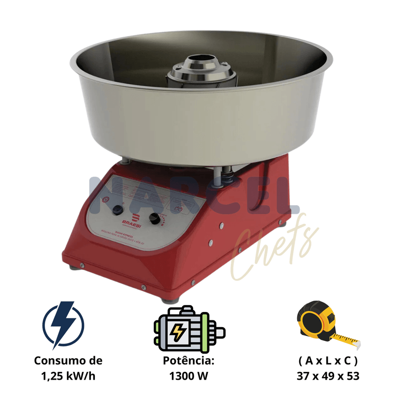 Maquina de Algodao Doce Braesi 220V Profissional 1-4CV