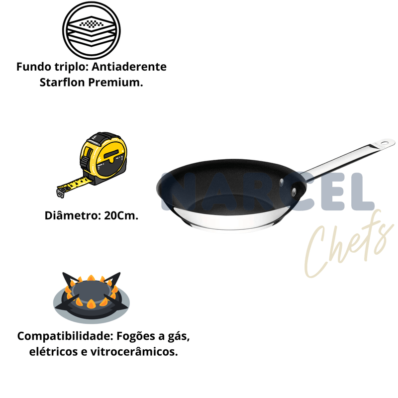 Frigideira Tramontina Profissional Aco Inox 20cm Antiaderente