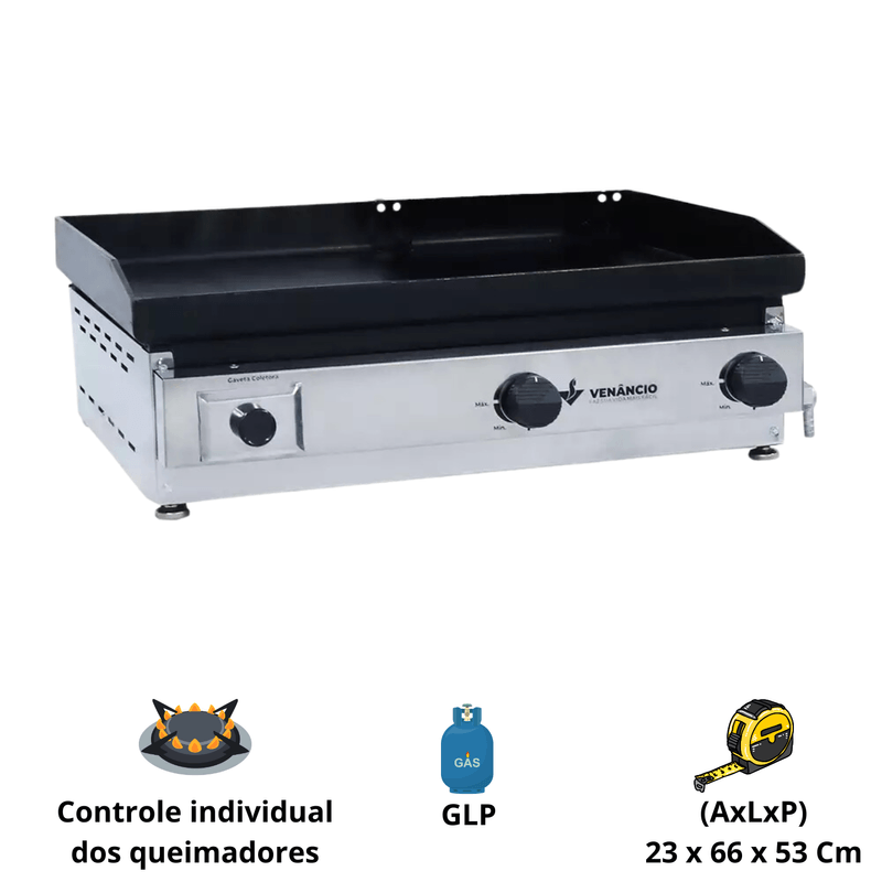 Chapa Industrial Deguste a Gas 65cm Sem Prensa C65 Venancio