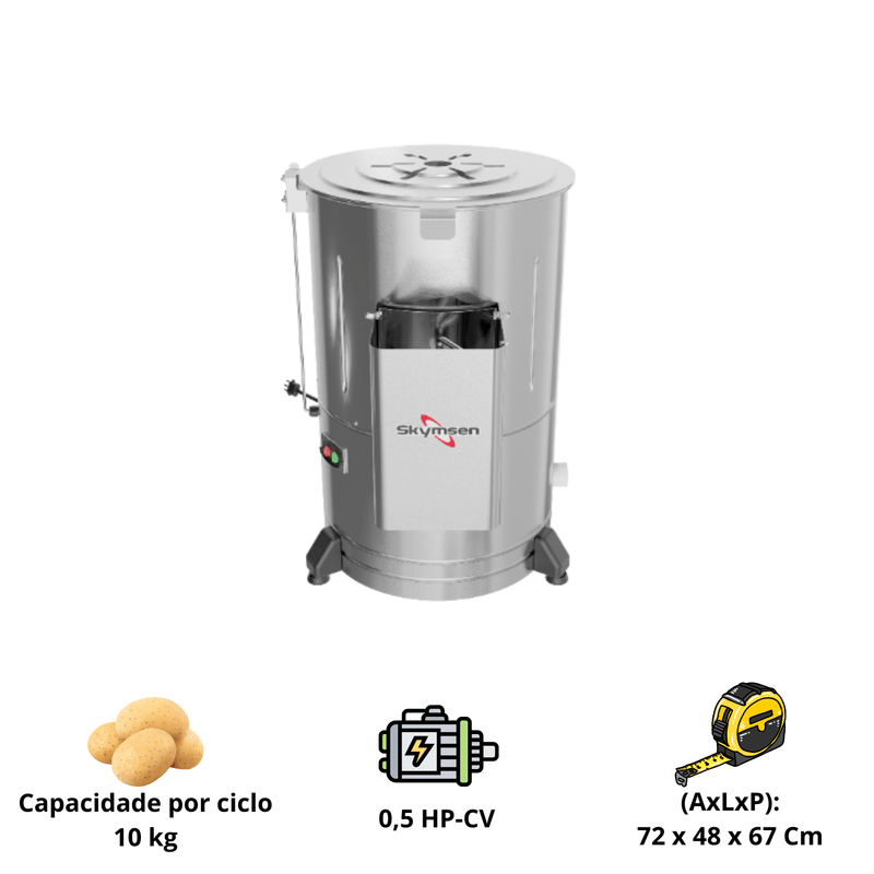 Descascador De Batatas Industrial 10Kg DB10 Skymsen 0-5CV 220V