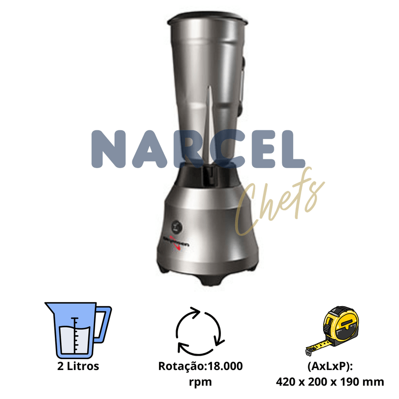 Liquidificador Profissional Skymsen LI2 2 Litros Alta Rotacao Inox