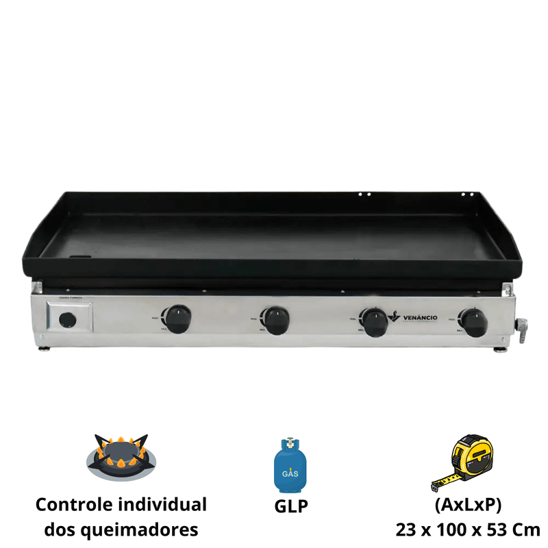 Chapa Industrial Deguste a Gas 100Cm Sem Prensa C100 Venancio