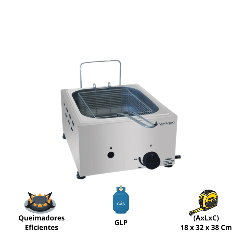 Fritadeira Compacta a Gas 1 Cuba 1-2 5 Litros SFG112 Venancio