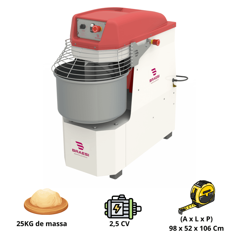 Amassadeira Espiral 25Kg AES-25-1 Style Trifasico - Braesi