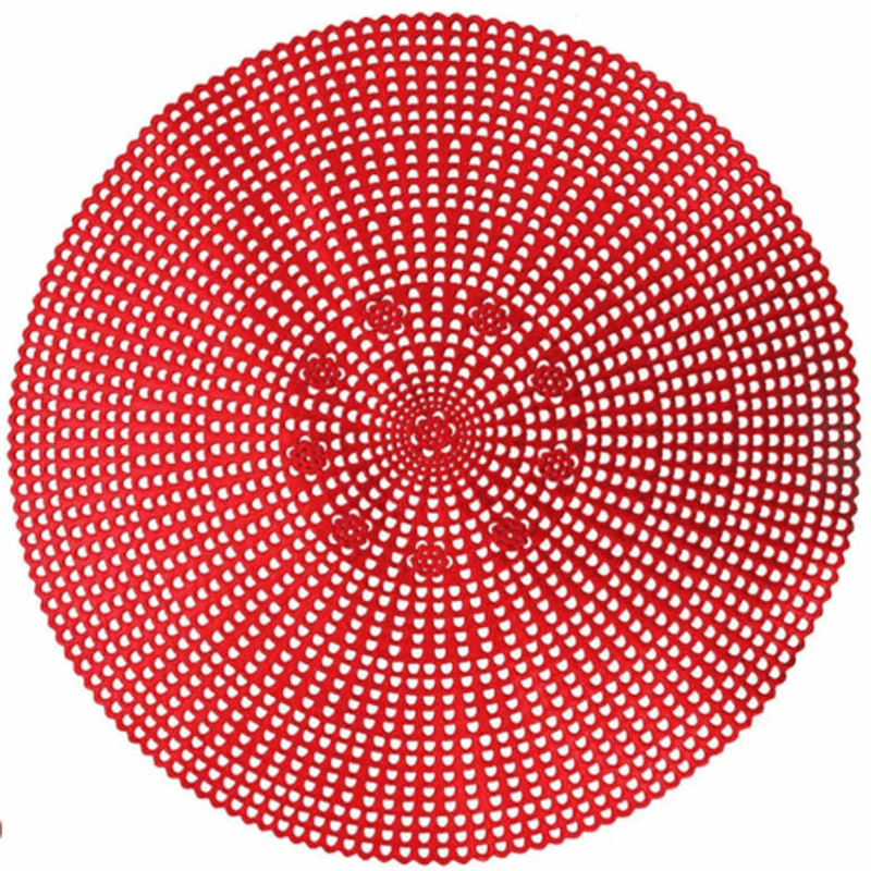 Lugar Americano Redondo Macrome 38cm Vermelho - Yangzi