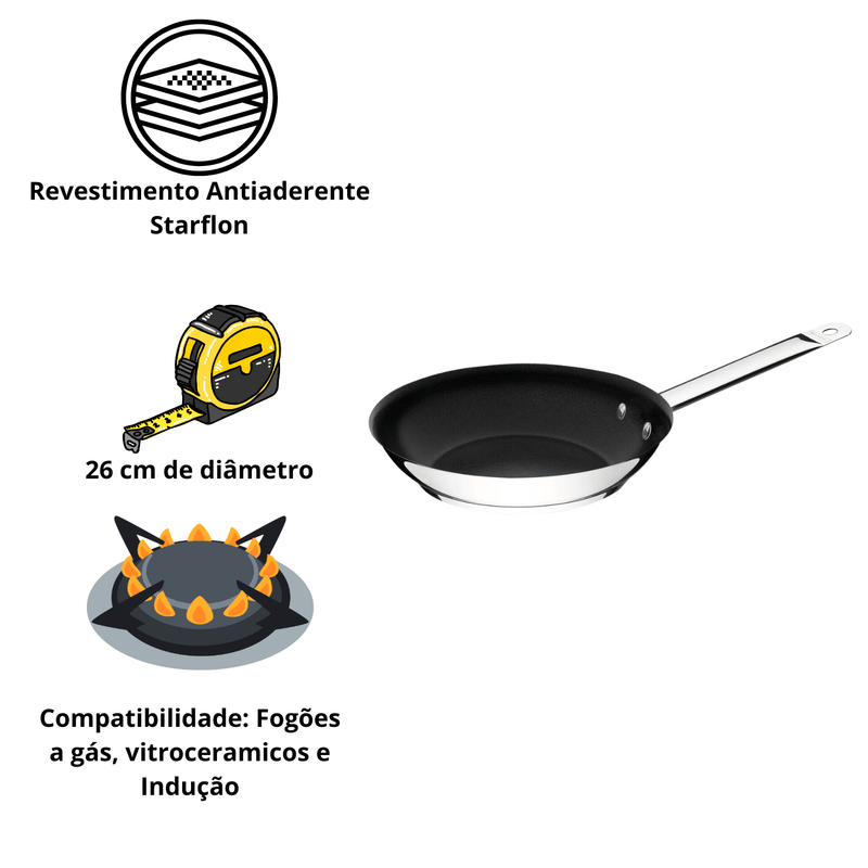 Frigideira Profissional Tramontina 26cm Aco Inox 62635267