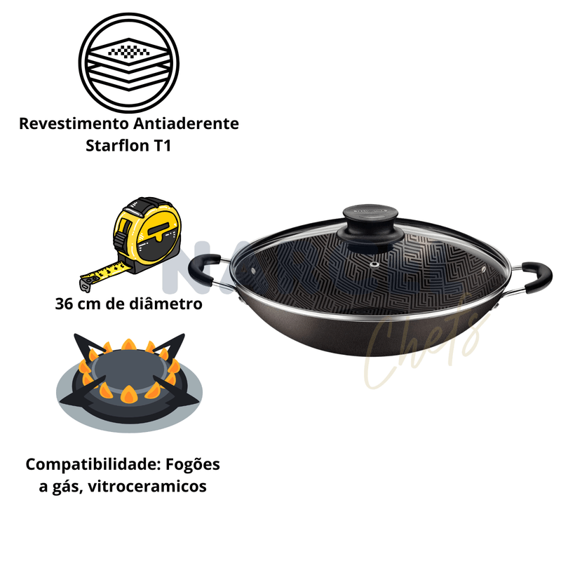 Panela Wok Tramontina Paris Aluminio 36cm Chumbo 28545636