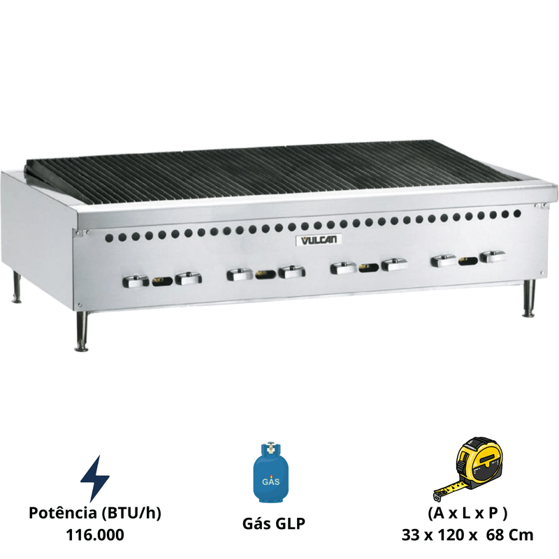 Char Broiler a Gas Vulcan VCRB47 8 Queimadores a Gas - Hobart