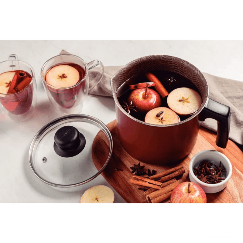 Fervedor Antiaderente 1-9L Vermelho com Tampa Vidro Tramontina Paris