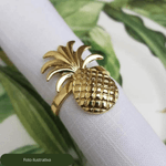 Aneis Guardanapo Abacaxi Zamac Prateado 5cm 4 Pecas
