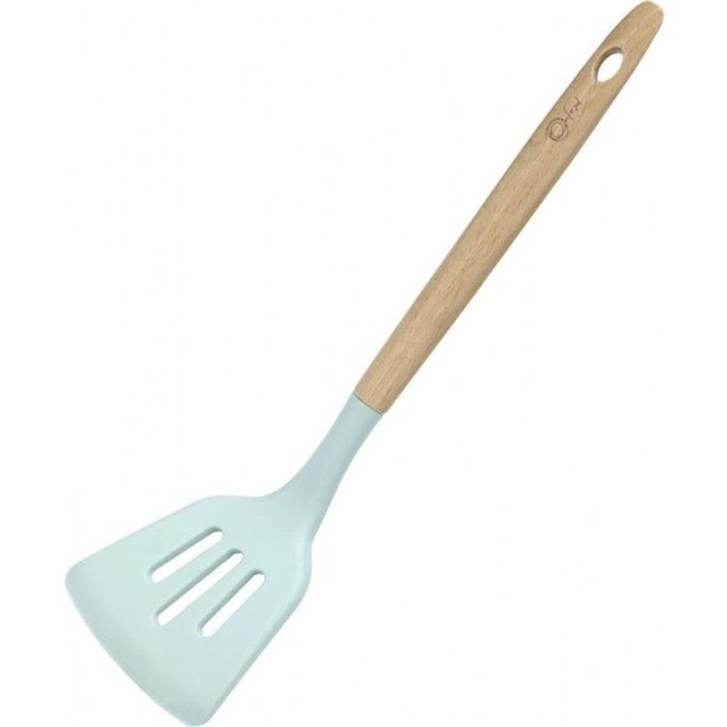 Espatula De Silicone Vazada Com Cabo De Madeira Water Blue - Oxford