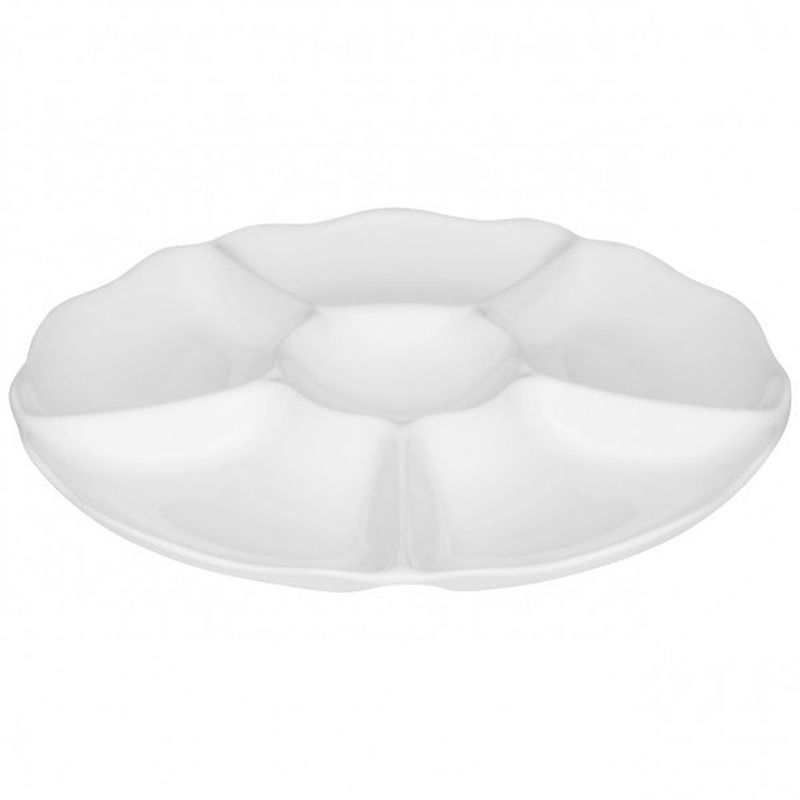 Petisqueira De Porcelana 6 Divisorias 30cm Branco - Oxford