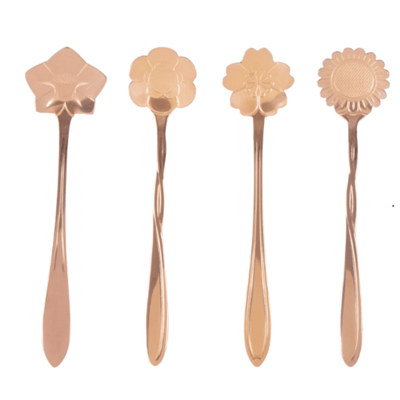 Jogo De Colher Aco Inox Flores Rose Gold 4 Pecas - Rojemac