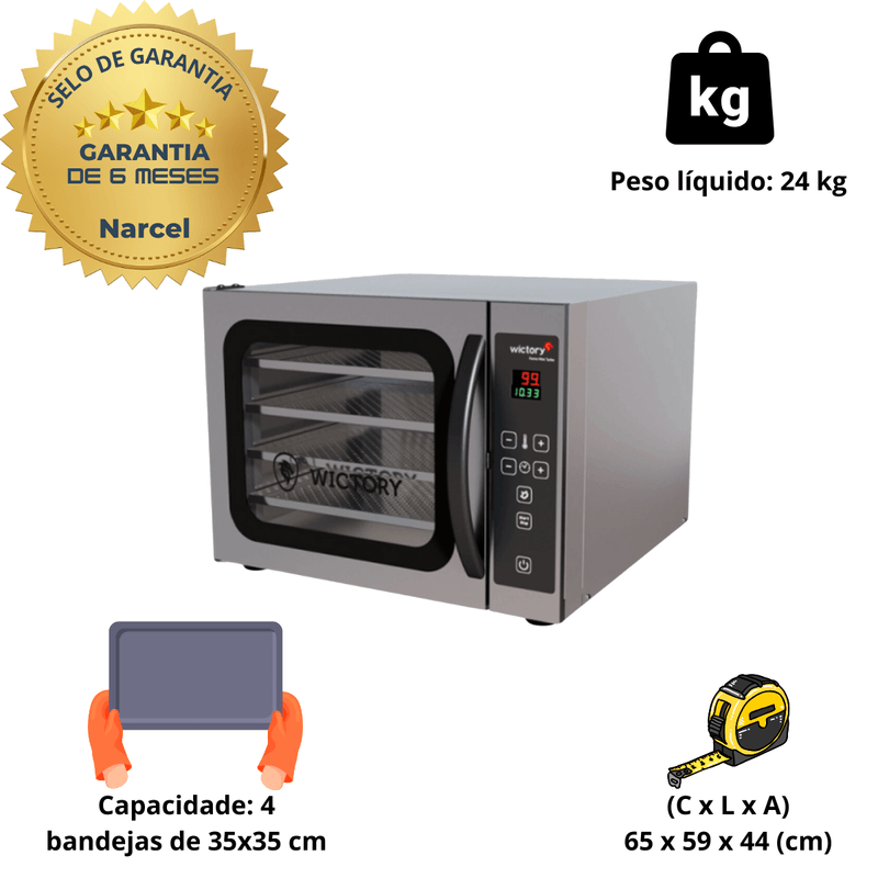 Forno Eletrico de Conveccao 4 Assadeiras Wictory 220V