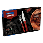 Jogo Talheres Churrasco Inox Vermelho 12 Pecas Tramontina Polywood