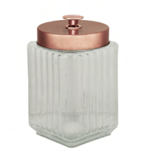 Pote De Vidro Tampa De Metal Rose Organizador 1,7L - Lyor