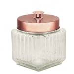 Pote De Vidro Tampa De Metal Rose Organizador 1-2L - Lyor