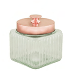 Pote De Vidro Tampa De Metal Rose Organizador 800ml - Lyor