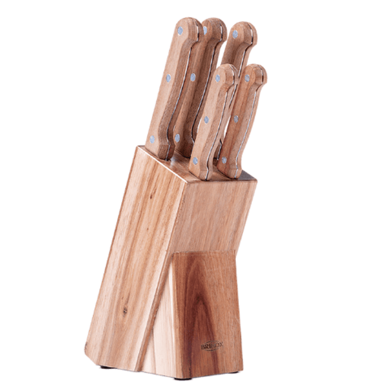 Conjunto De Facas Daily Cabo Madeira 6 Pecas - Brinox