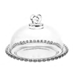 Queijeira De Cristal Com Tampa Coração 19,5x13cm - Lyor