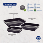 Jogo Assadeiras Antiaderente 3 Pecas Tramontina Starflon Grafite