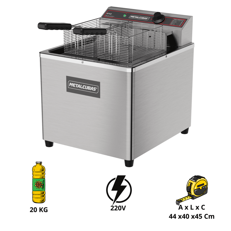 -Fritadeira Eletrica Metalcubas 18 Litros 2 Cestos GFAO 18M