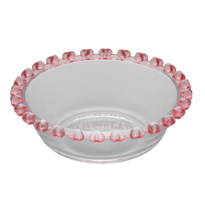 Bowl Raso De Cristal Coracao Borda Rosa 11-5x4-5cm - Lyor