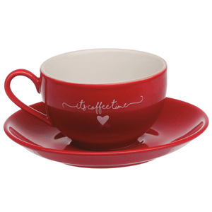 Jogo Com 6 Xícaras Com Pires Lamour Vermelho 160ml - Hauskraft