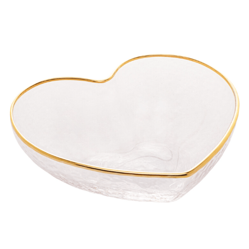 Bowl De Vidro Borda Dourada Coracao 15cm - Rojemac