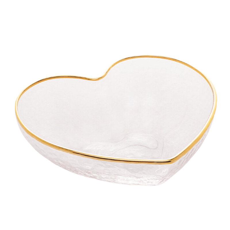 Bowl De Vidro Borda Dourada Coracao 12cm - Rojemac