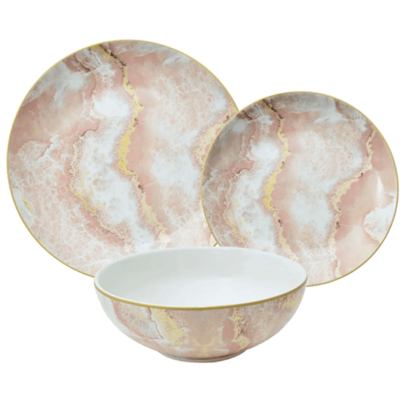 Aparelho De Jantar De Ceramica 18 Pecas Rosa - Full Fit