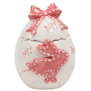 Pote De Cerâmica Ovo Da Páscoa Rosa Grande - MP3 Utilidades