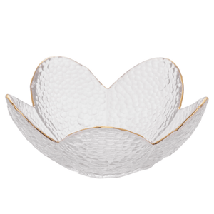 Bowl De Cristal Martelado Borda Dourada Flor 16cm - Rojemac