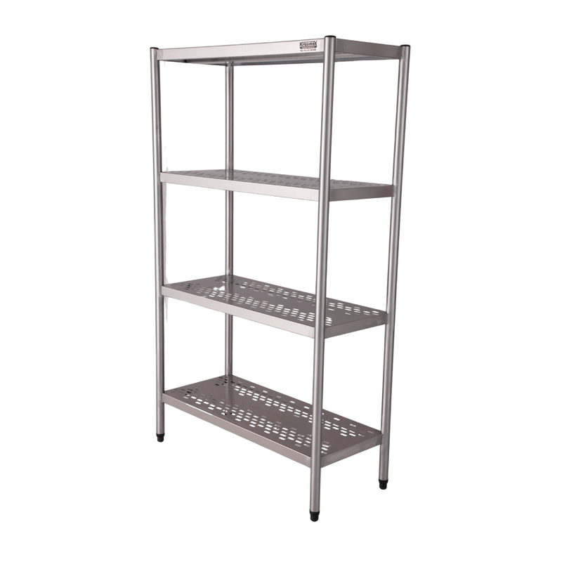 Estante Inox 4 Planos Perfurada 100x40cm Inox 430 Krasinox