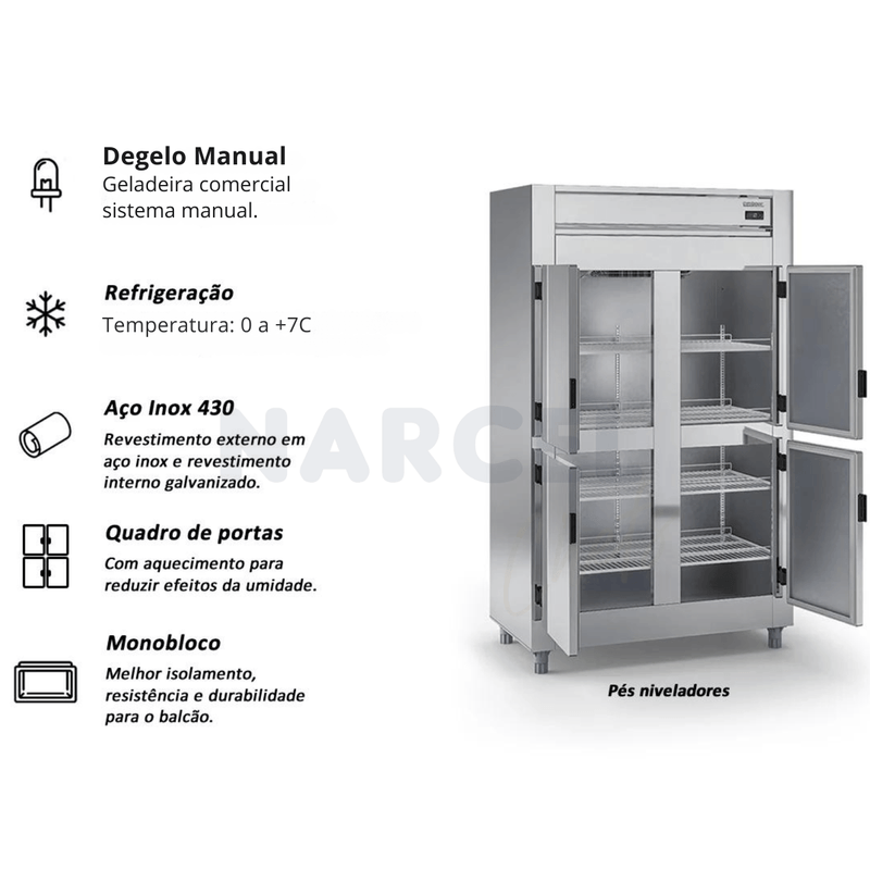 Geladeira Industrial 4 Portas Gelopar GREP-4P 1044 Litros