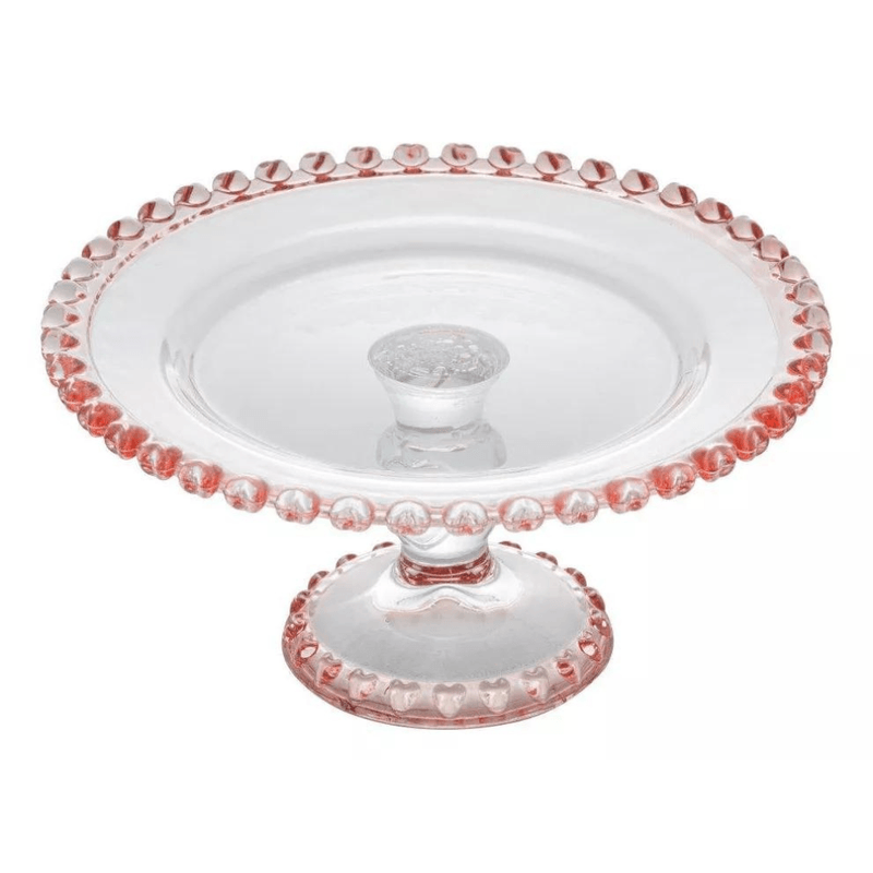 Prato Com Pe De Cristal Bordas De Coracao - Lyor