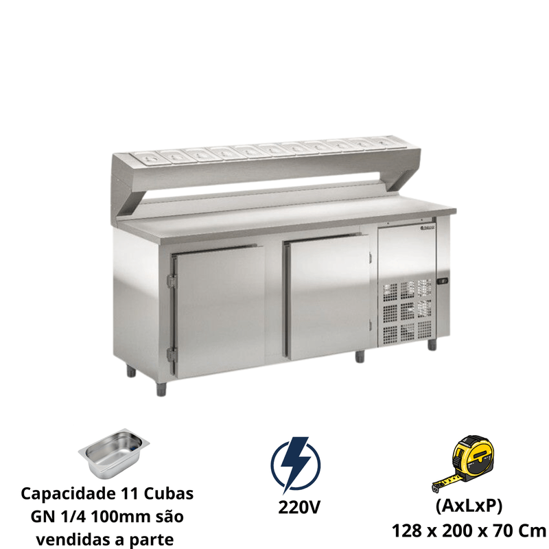 Balcao Condimentadora Refrigerado Gelopar GBPZ-200 2 Metros