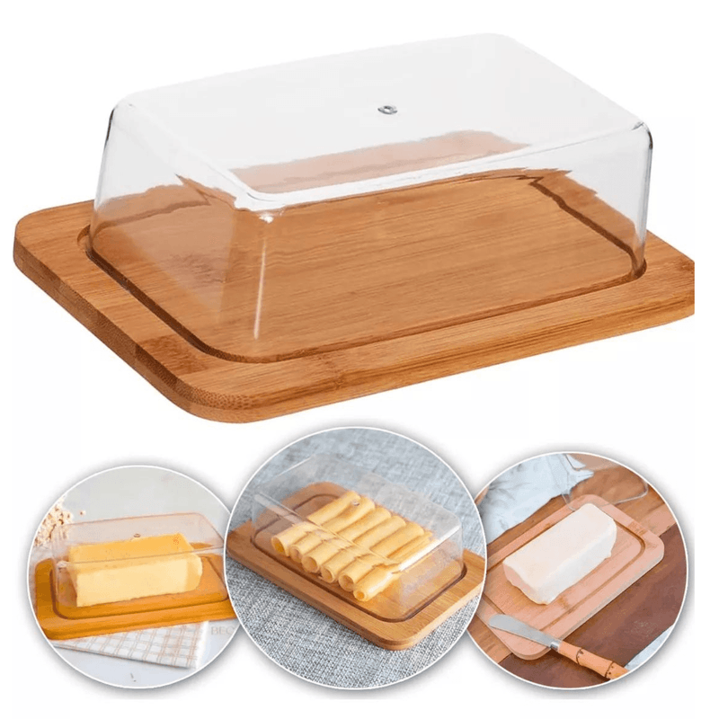 Mantegueira Bambu com Tampa Acrilica  19x12-5cm